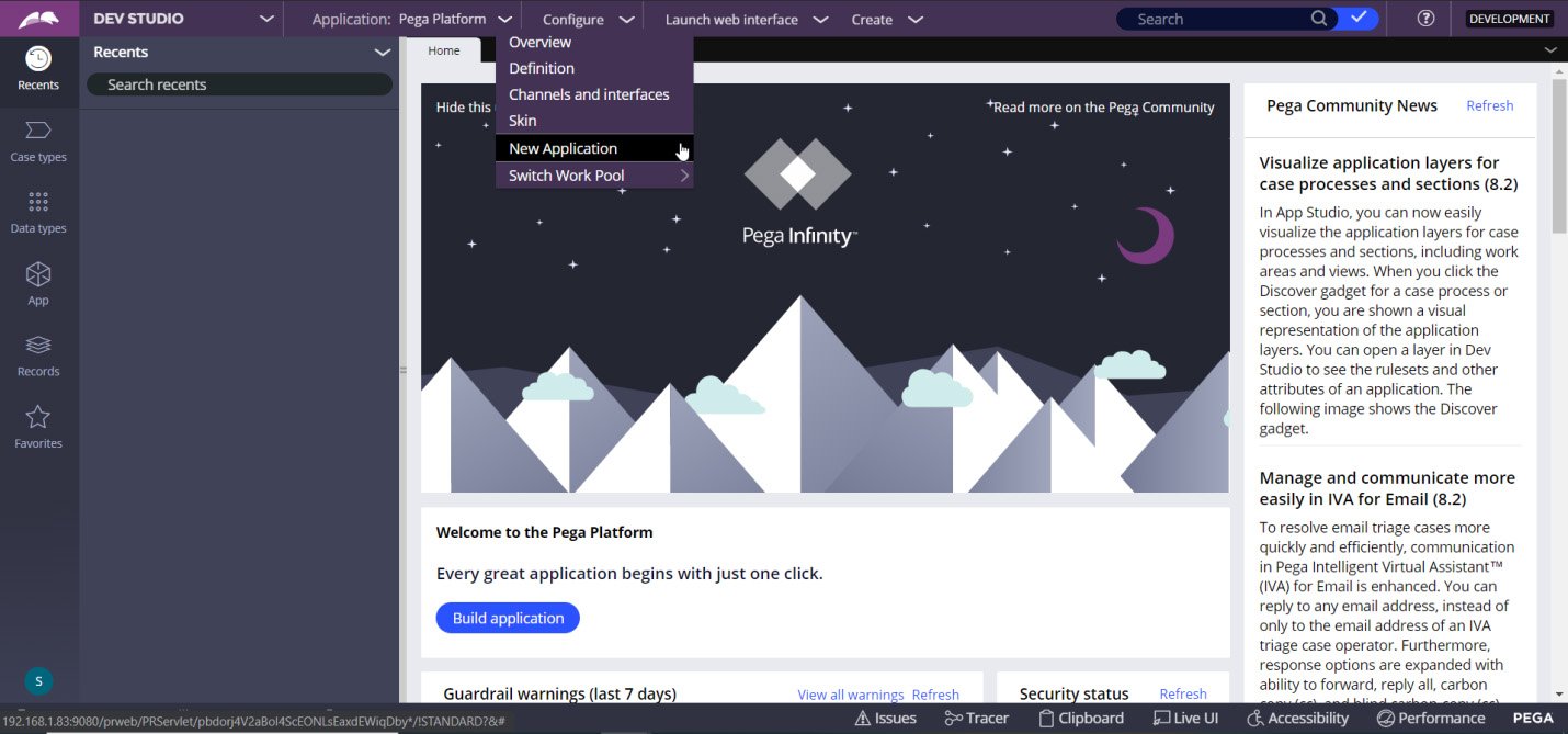 how to create a application using designerstudio in pega