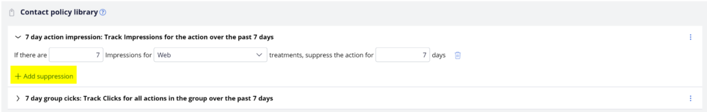 add suppresson in engagement policy pega customer decision hub