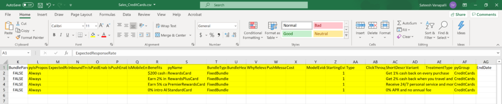 csv template pega customer user action in decisioning