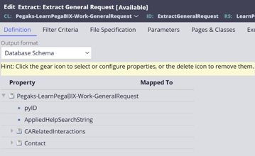 Database schema pega extract rule